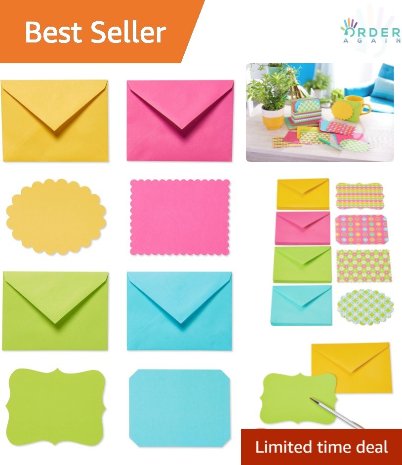 Single Panel Blank Cards with Envelopes Bright Colors Patterns Shapes 40 Count