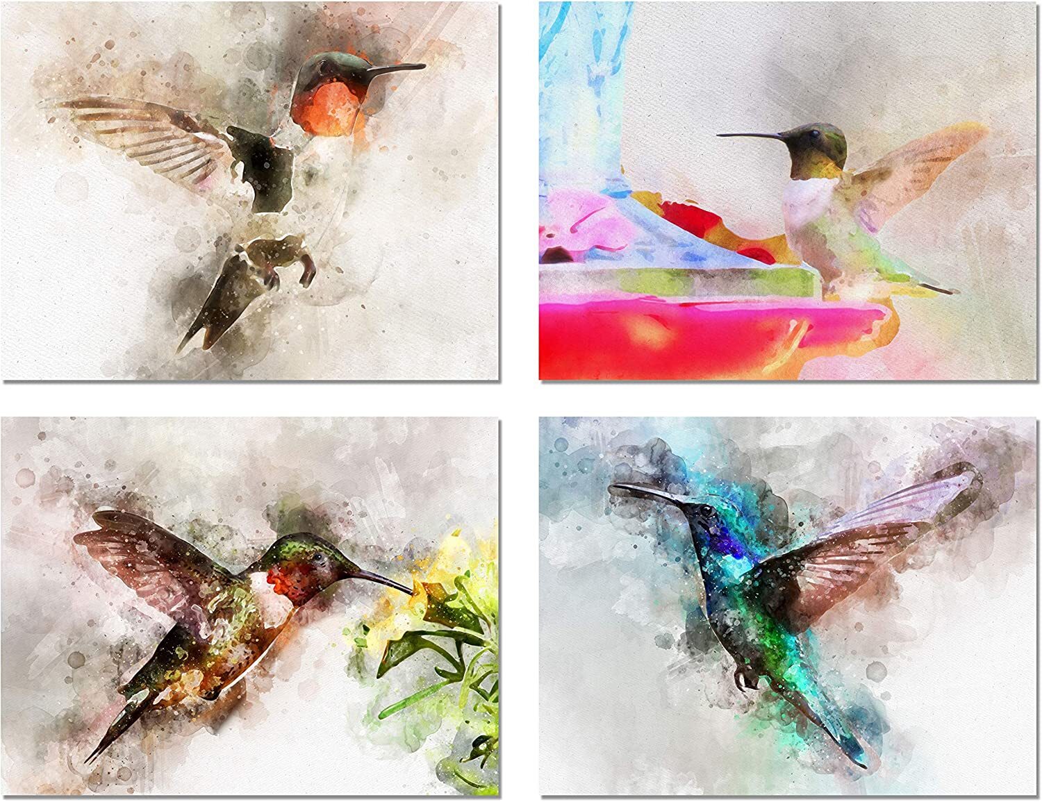 Watercolor Hummingbird Greeting Cards-Blank Inside-5.5″ x 4.25″-12 or 24 Packs