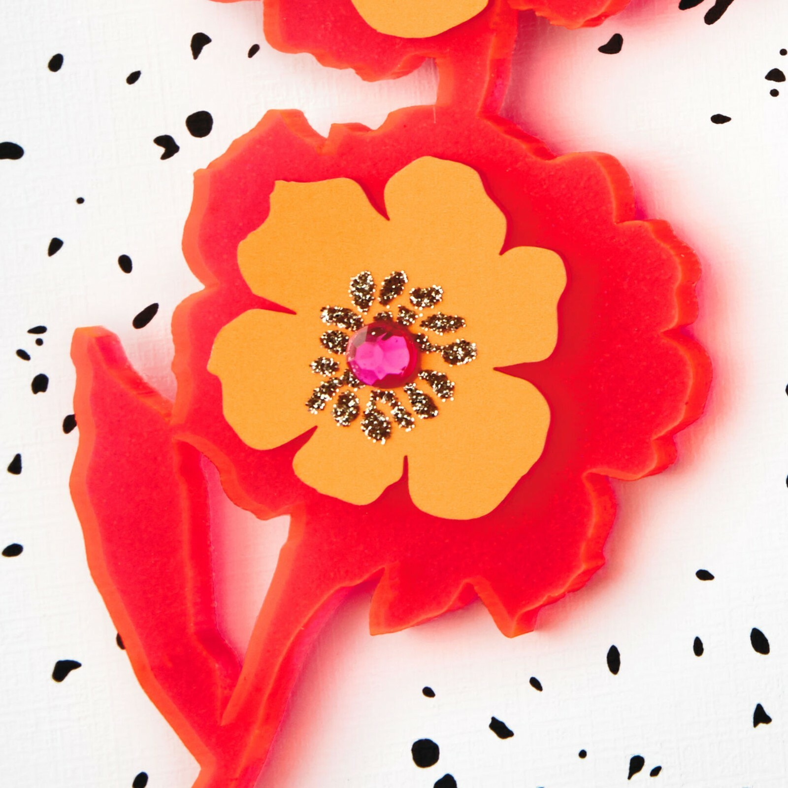Hallmark Birthday Card by Signature ~ 3D Acrylic Flower PIN ( Removable PIN )