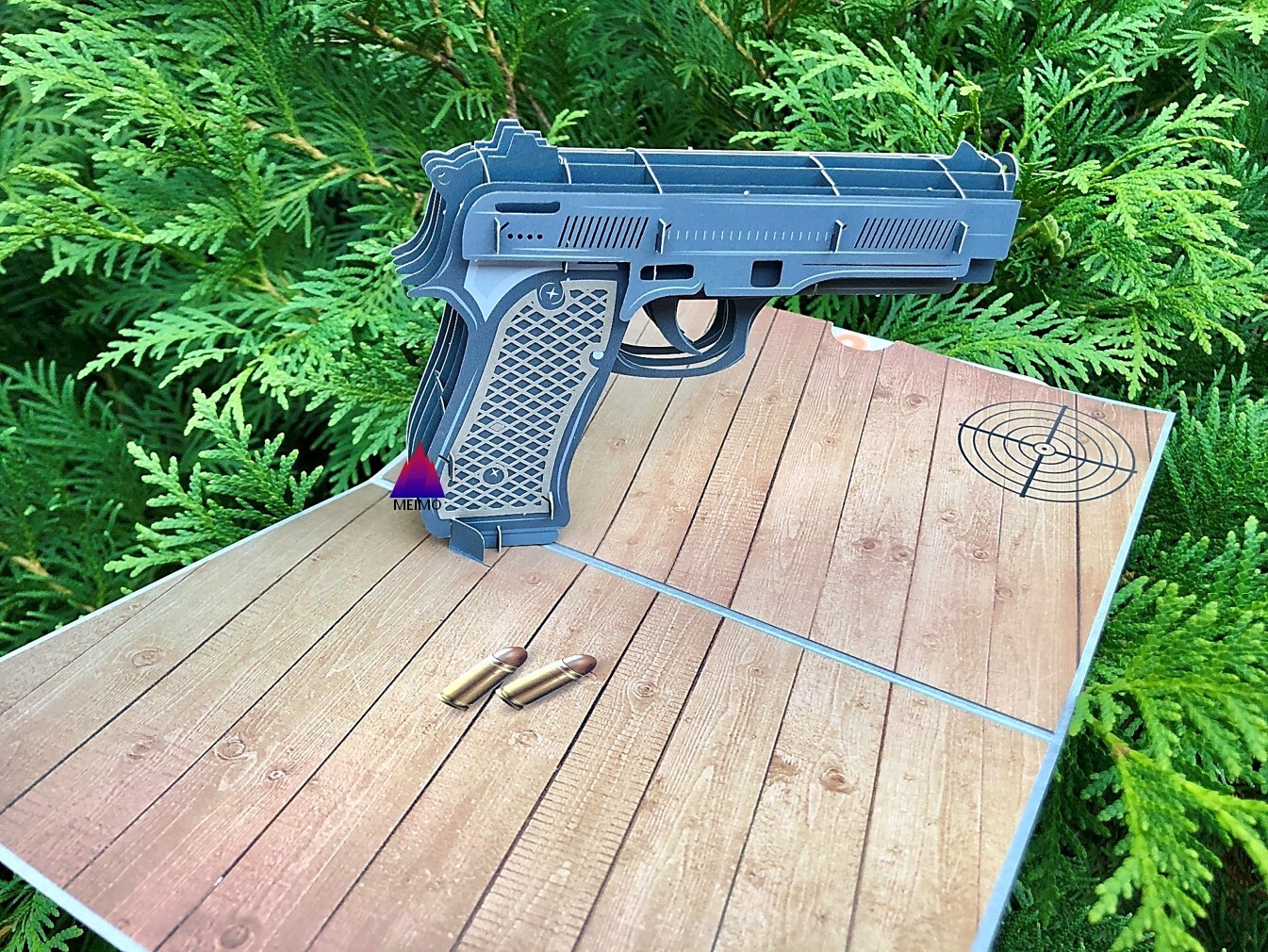 3D Pop Up Greeting Card Gun Pistol Handgun Handmade Birthday Sports Party Gift