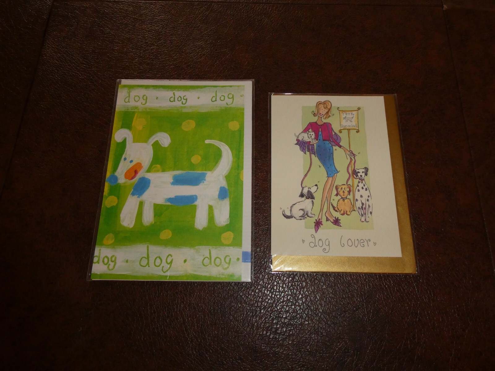 2 Vintage-Dog Lovers Greeting Cards -Different Styles with Envelope- NEW