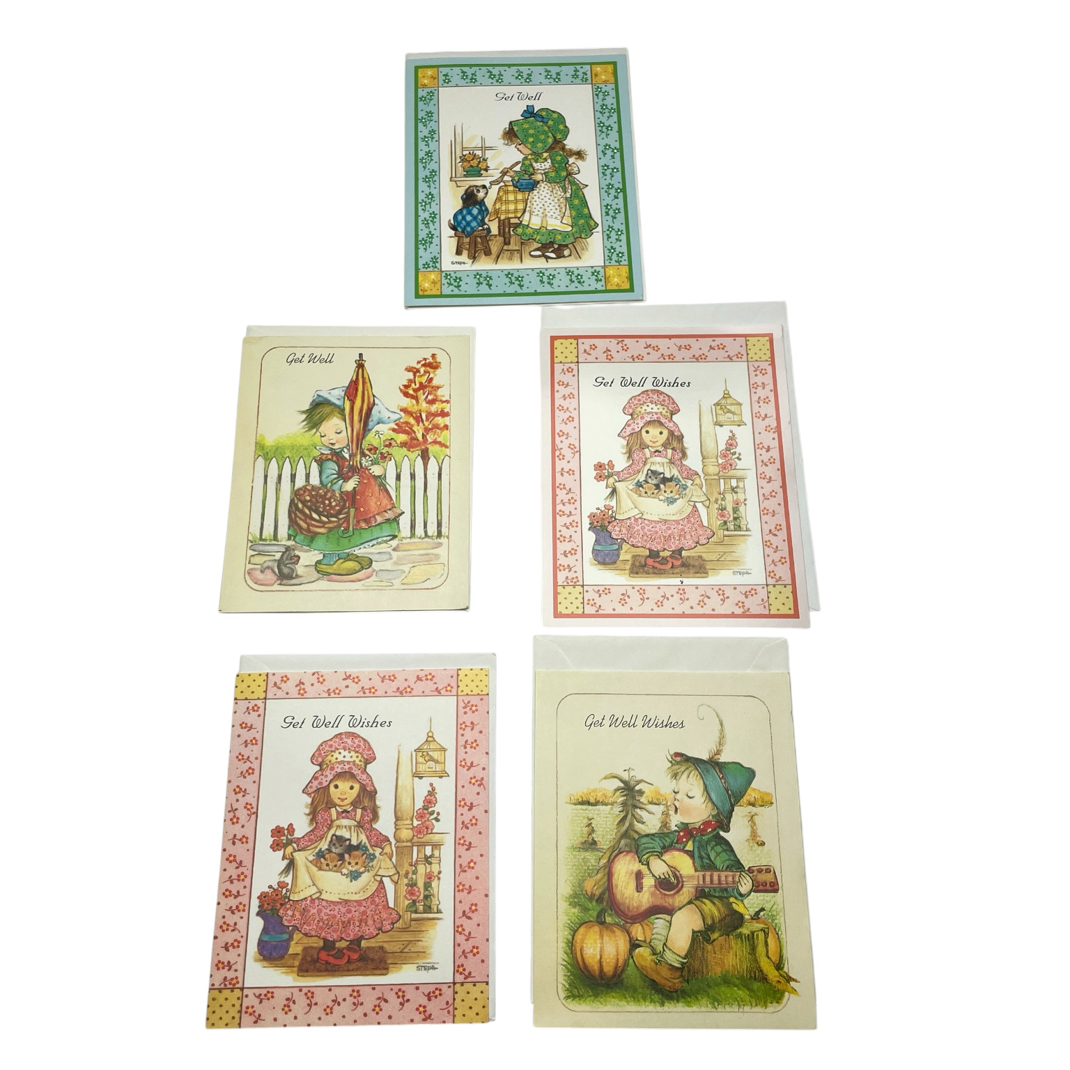 Vintage “Get Well” Greeting Cards Lot of 5 Steph Children Art USA