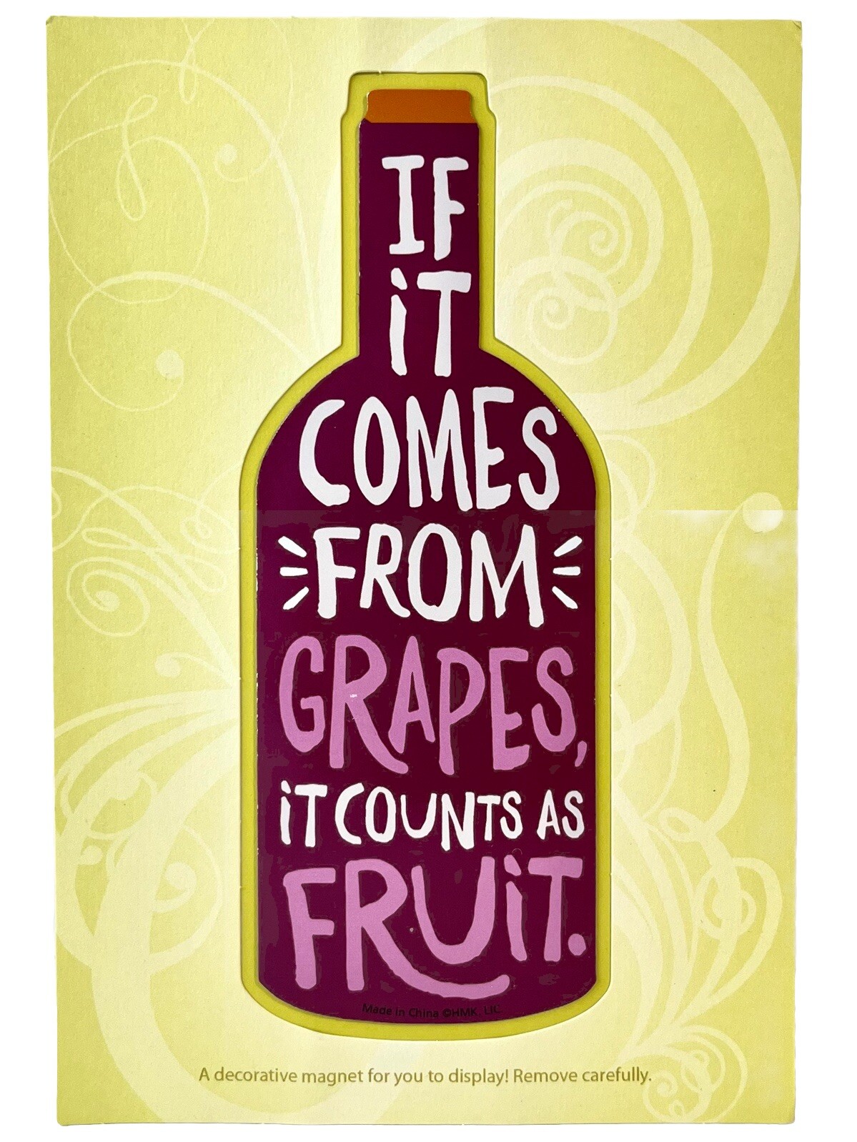 Hallmark Birthday Card w/ Collectible Funny Wine Magnet Yellow/Purple NEW