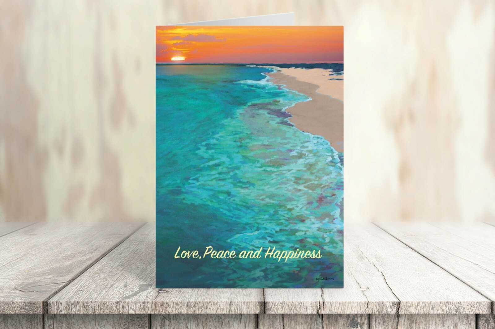 Tropical Water Sunset Christmas Card – 5″ x 7″ – 18 Cards & Envelopes – 30079