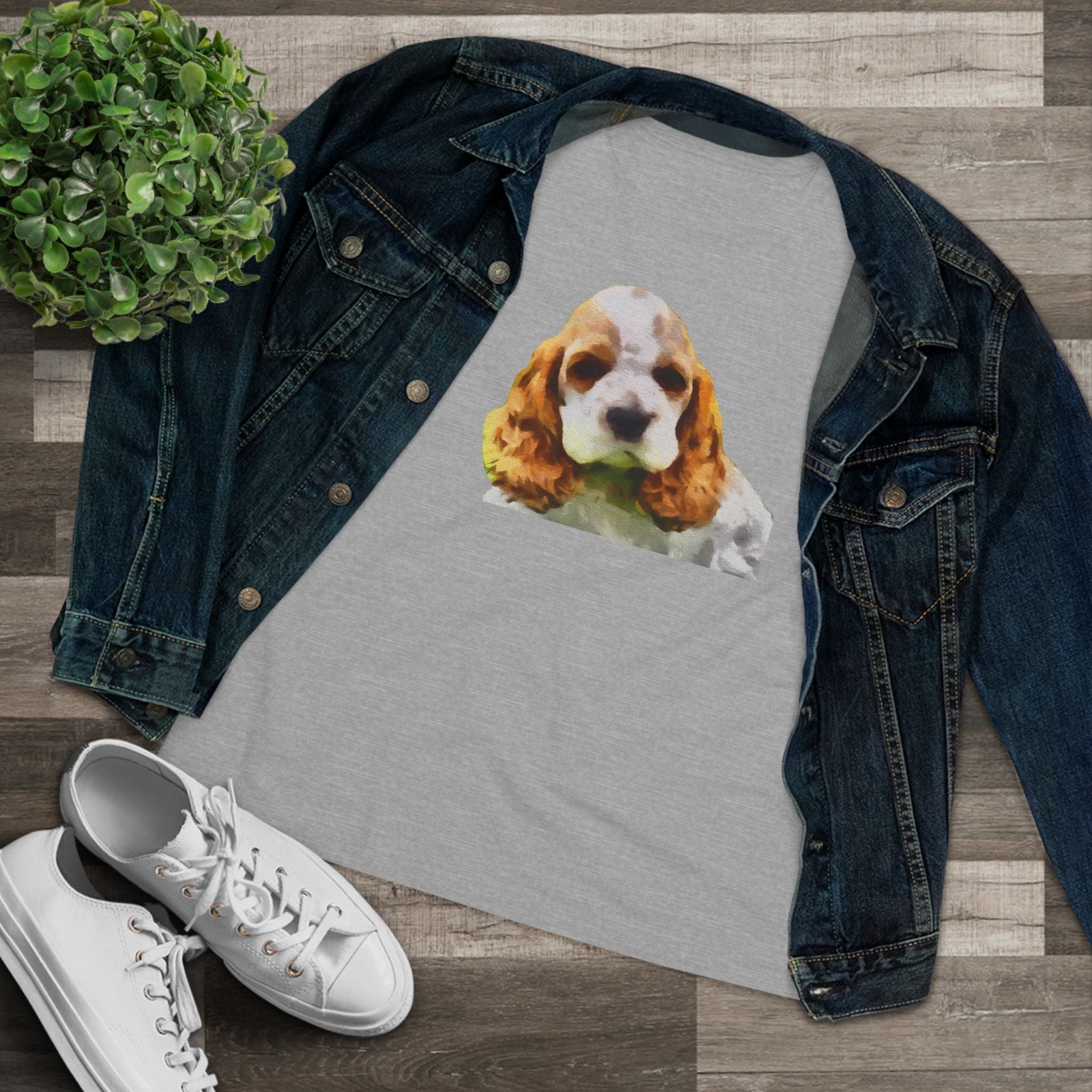 Cocker Spaniel ‘Hogan’ Women’s Relaxed Fit Cotton Tee
