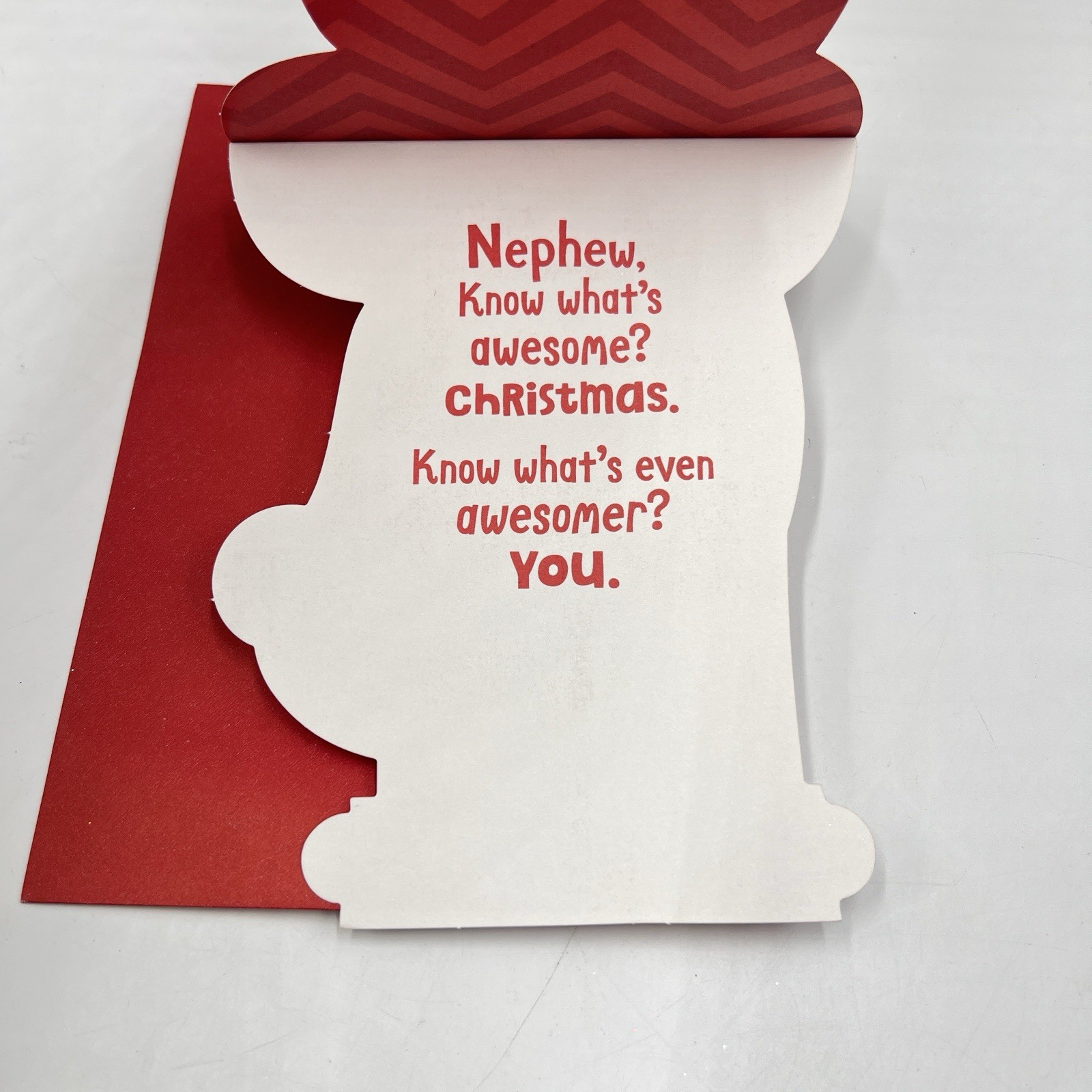 Hallmark Christmas Card Nephew Reindeer Cardinal Lights Glitter Fun Holiday