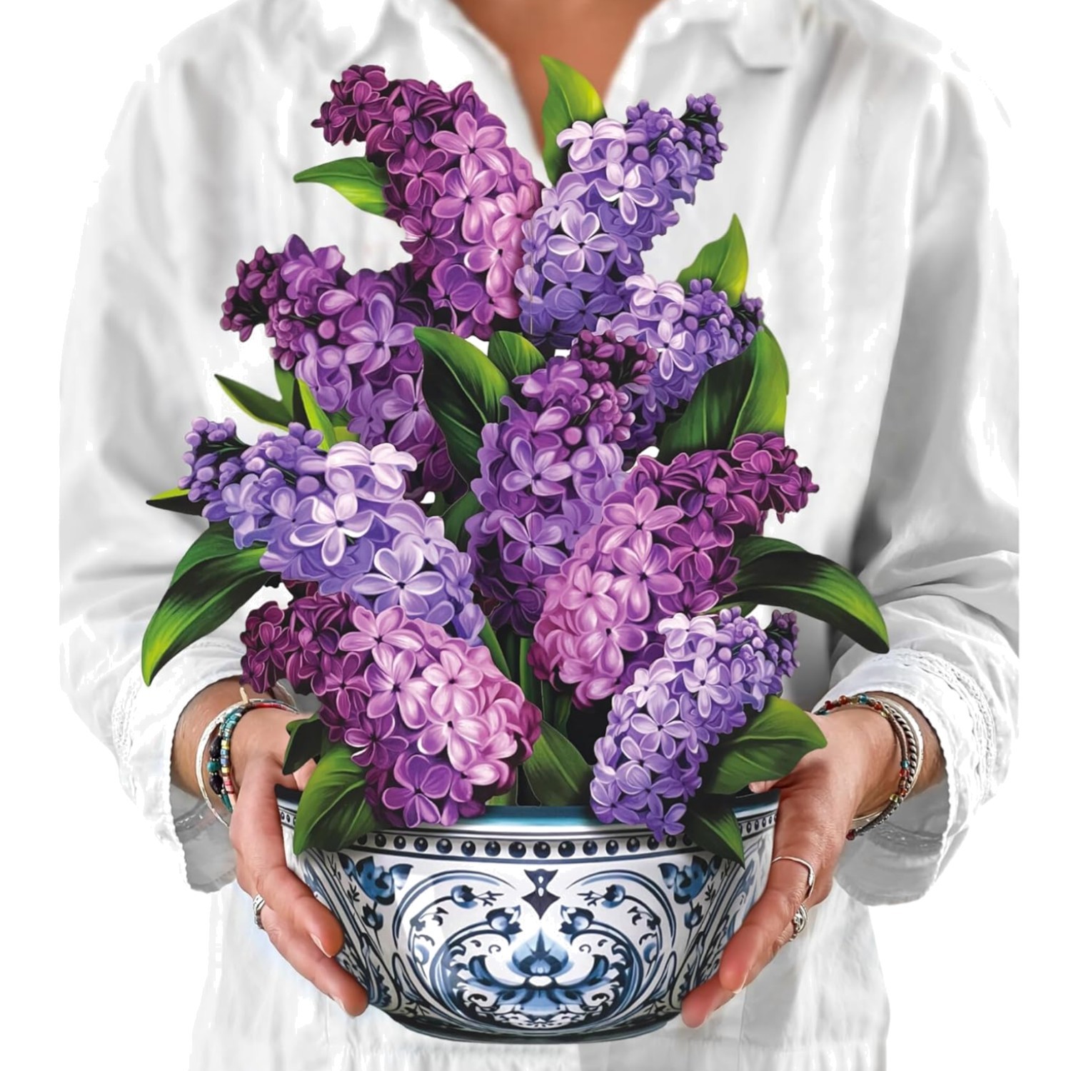 Pop Up Cards, Garden Lilacs, 12 Inch Life Sized Forever Flower Bouquet 3D Pop…