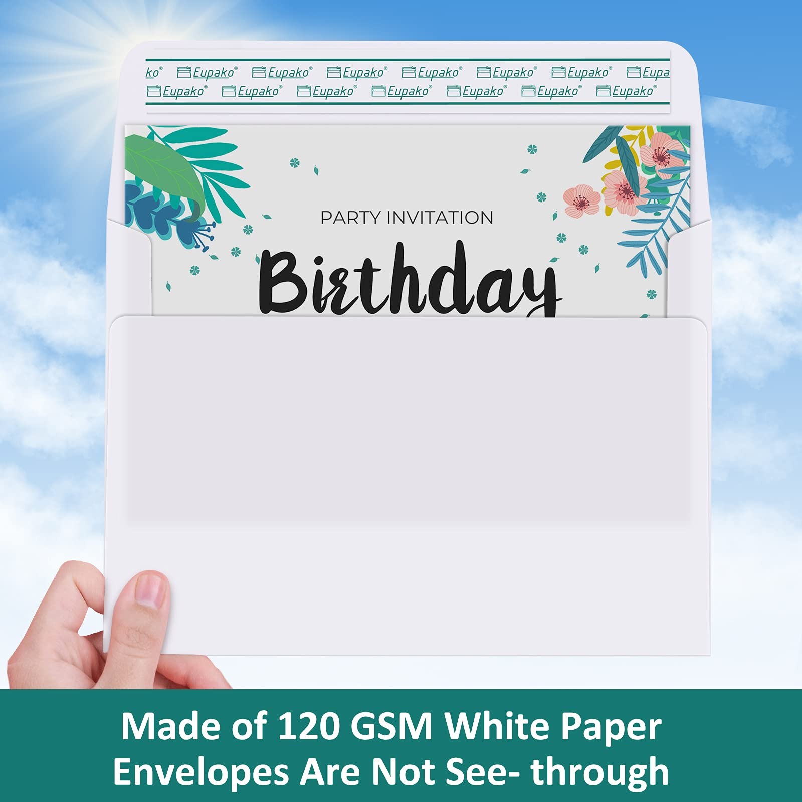Eupako A2 White Paper Envelopes 100 Pack 4.375X5.75″ Invitation Envelopes Self