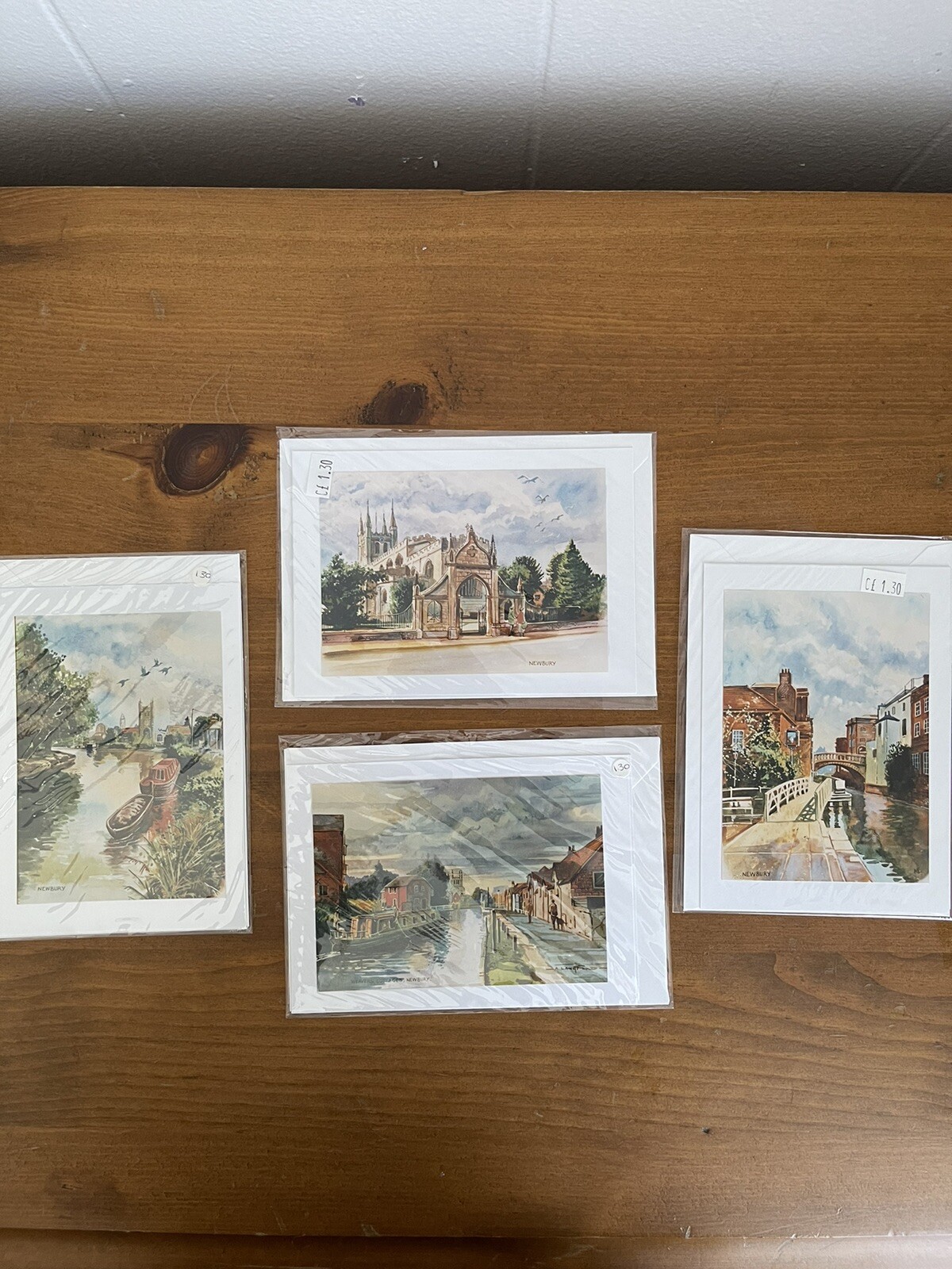 4 Blank Greeting Cards With Images Of Newbury Canal Painted Scenes From England