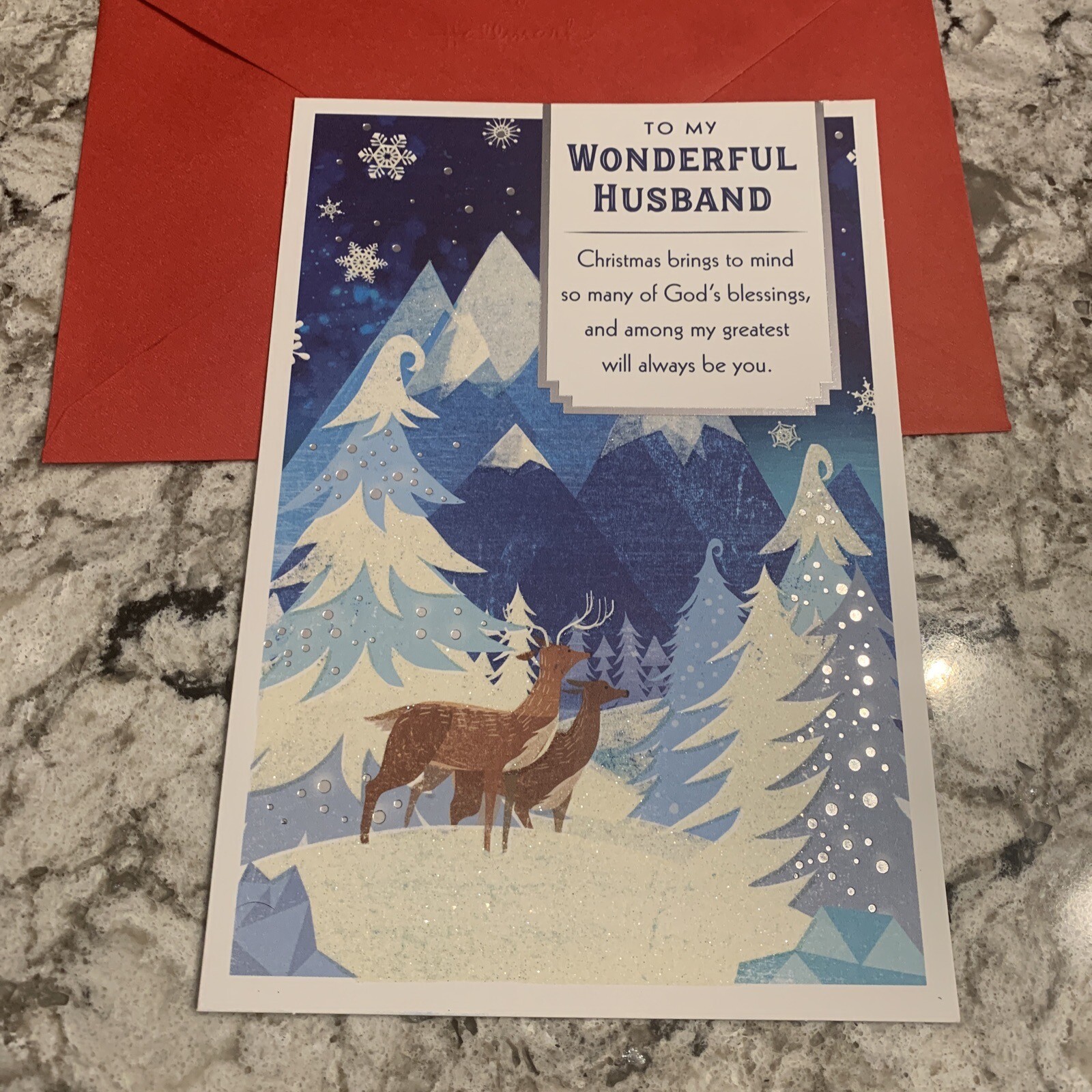 Merry Christmas To My Wonderful Husband 5.5”x8” Religious Greeting Card
