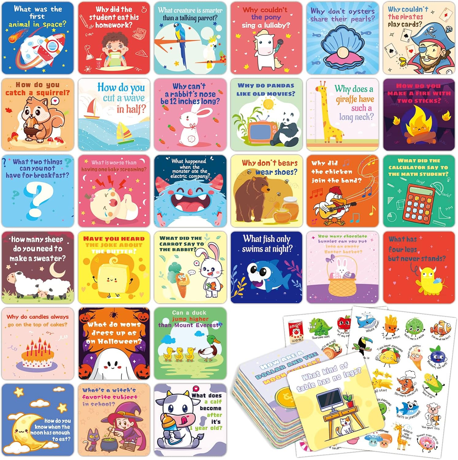 160 Joke Cards for Kids Lunch Box Jokes for Kids, Inspirational Lunch Notes for