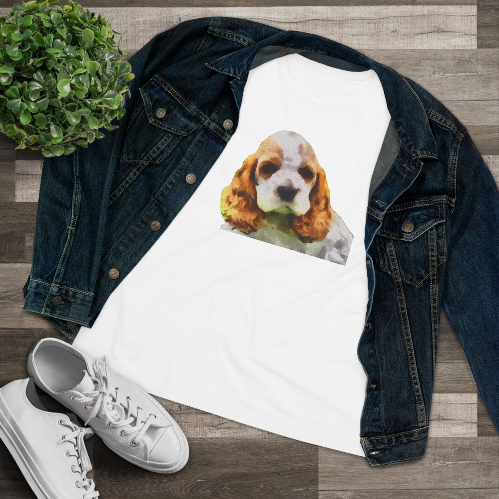 Cocker Spaniel ‘Hogan’ Women’s Relaxed Fit Cotton Tee