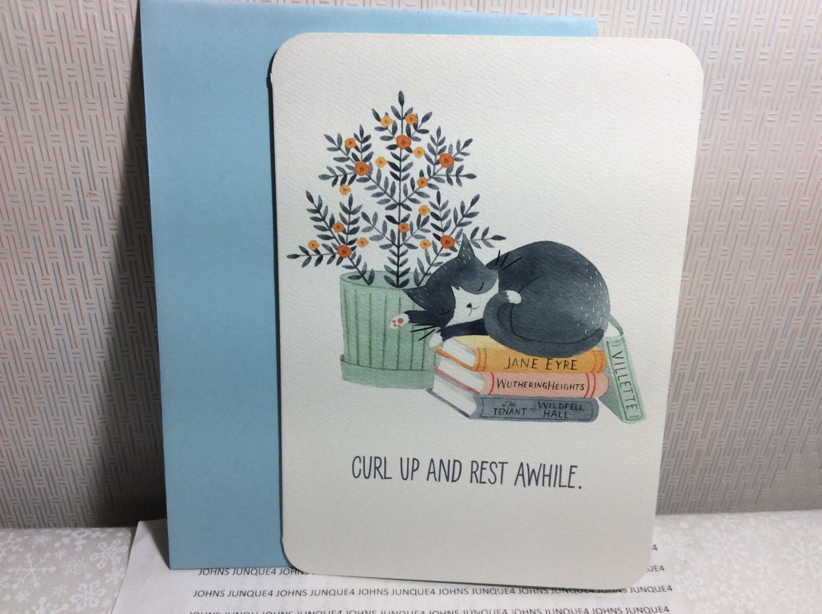 RSVP GET WELL GREETING CARD New with Envelope “Curl Up and Rest Awhile…..”