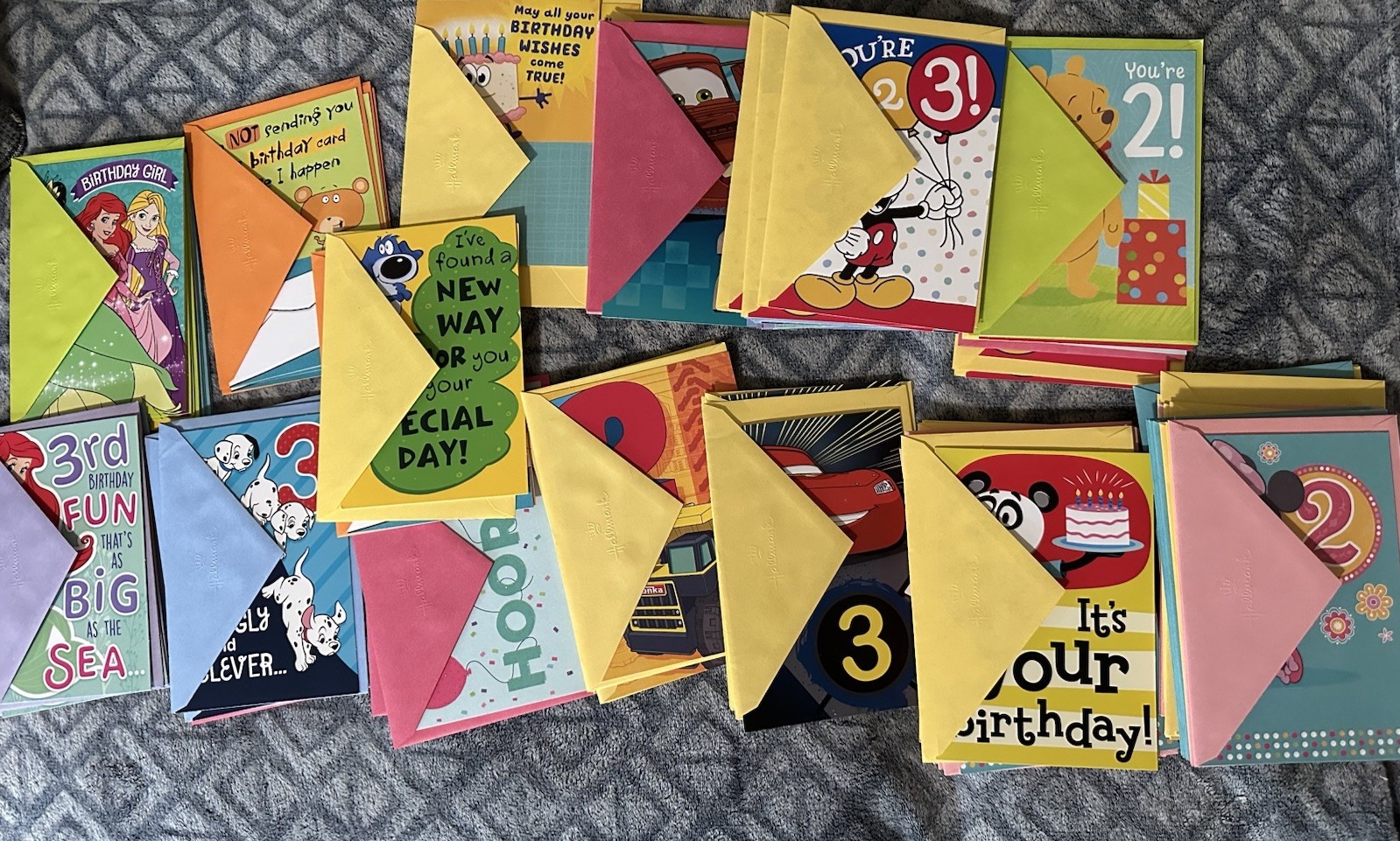 Hallmark Mixed Lot of 100 Birthday Greeting Cards w/ Envelopes-Disney/cars/funny