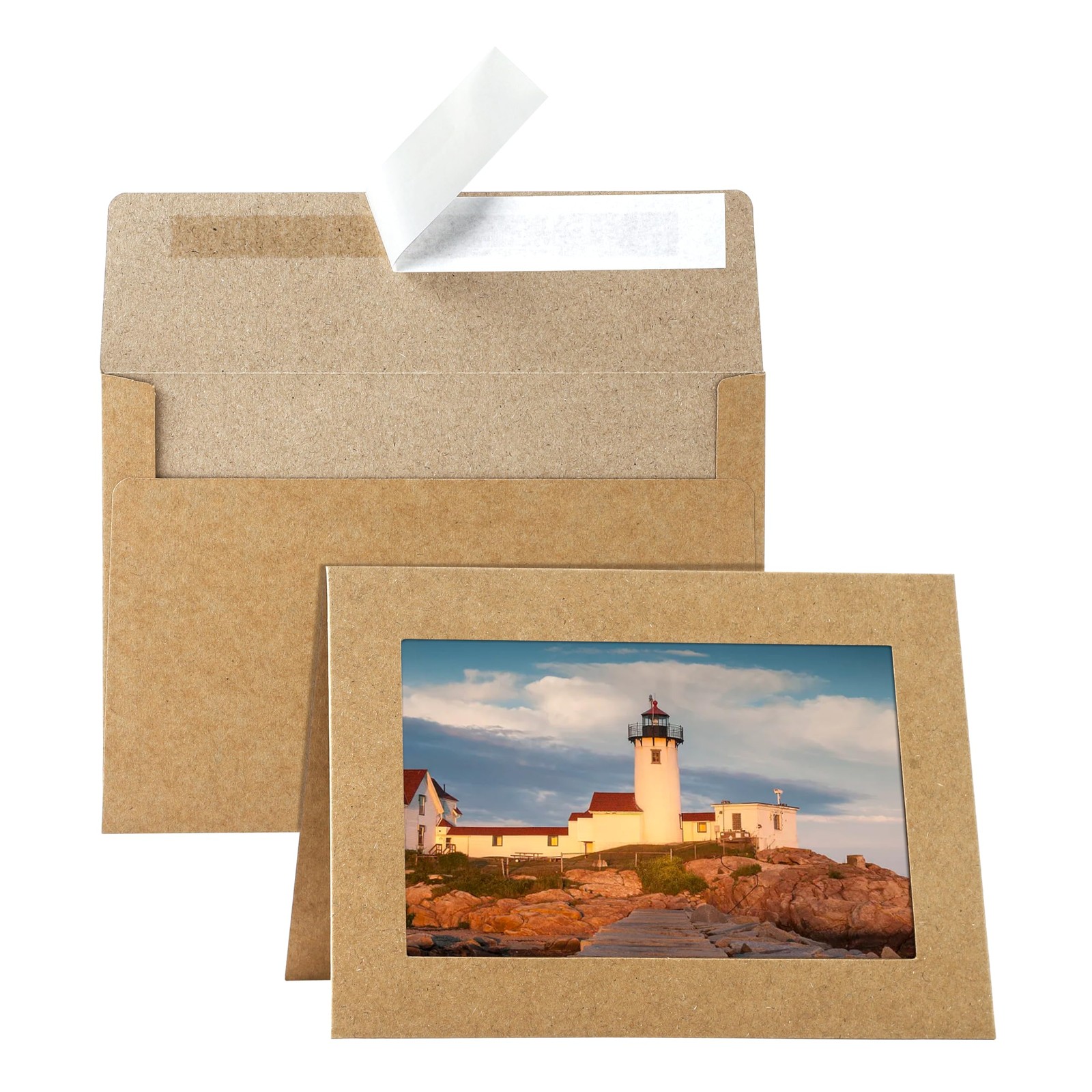 60 Packs Brown Photo Frame Cards and Envelopes for 4 x 6 Picture, Paper Pictu…