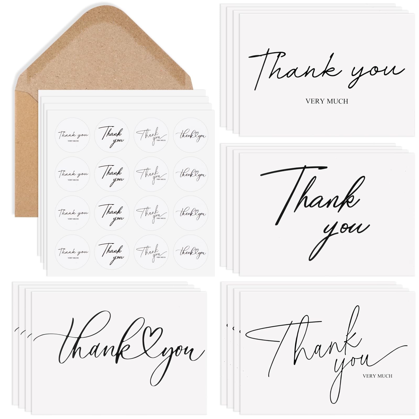 Thank You Cards with Envelopes 52-Pack, Minimalist Design 3.5×5 Inches Thank …