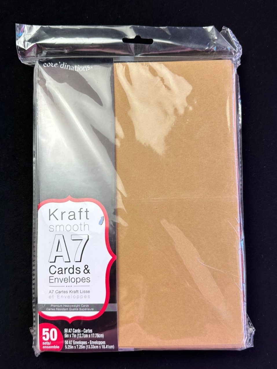 50 Pack Kraft Blank Cards & Envelopes 5X7 Heavyweight Smooth Folded Cardstock A7