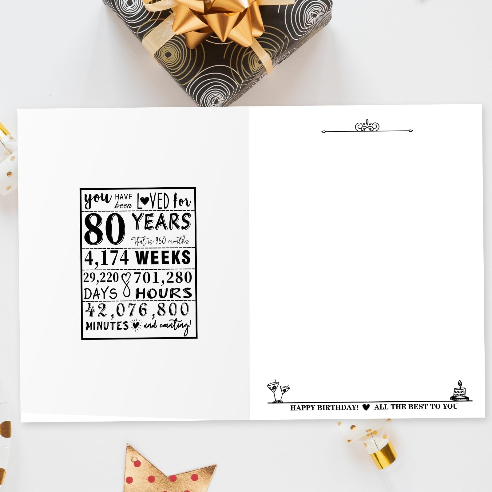 Asmallgf Happy 80th Birthday Gifts for Grandpa 10.6 x 7.9 inches, black