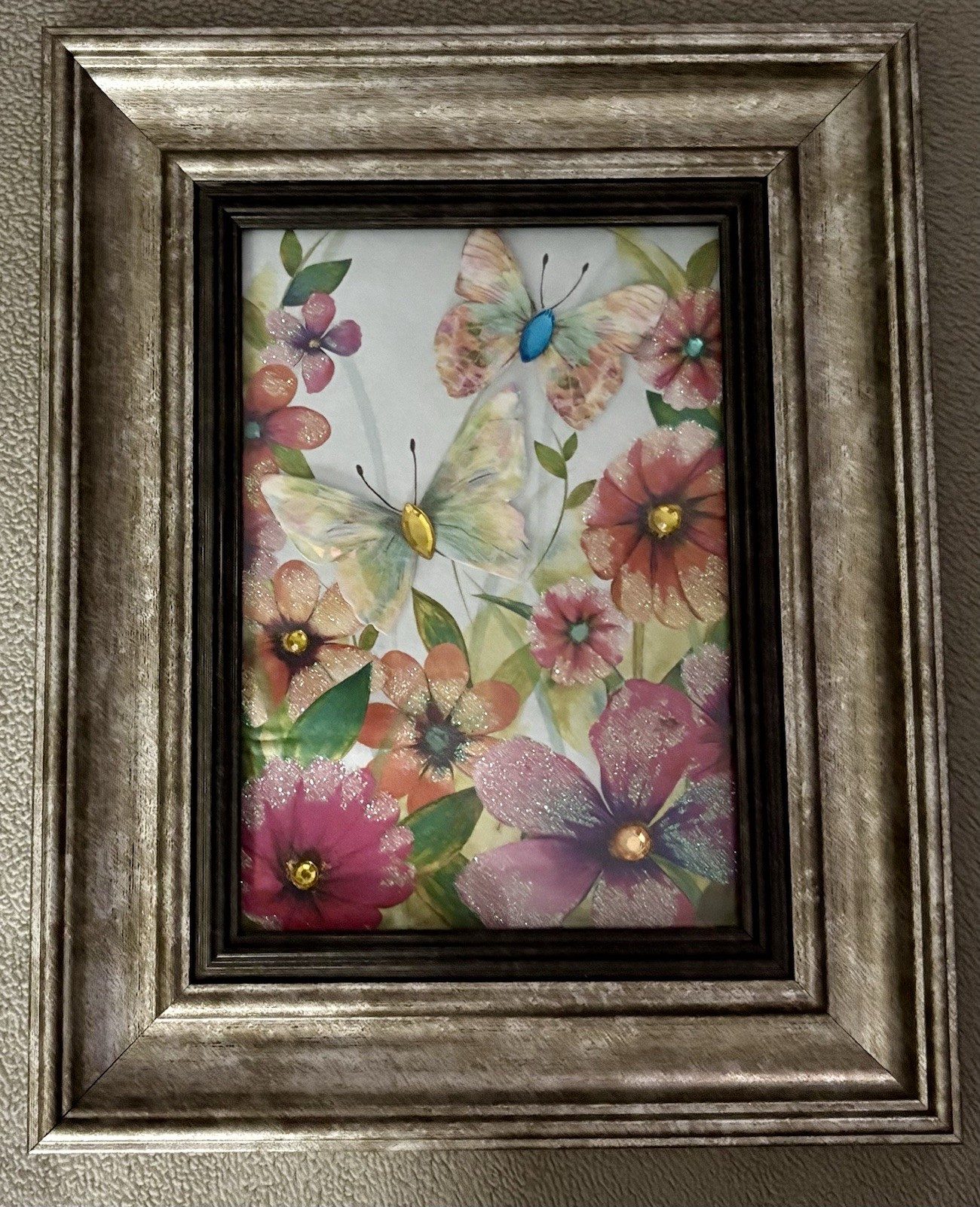 PAPYRUS Multi color Floral Butterfly greeting card With Picture Frame.