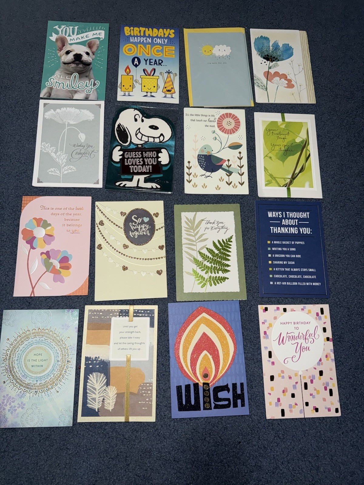 16 Piece Lot Hallmark & Shoebox Greeting Cards + Envelopes Assortment