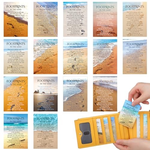 160 Pcs Prayer Card Religious Bible Verse Pocket Wallet Footprints in the Sand