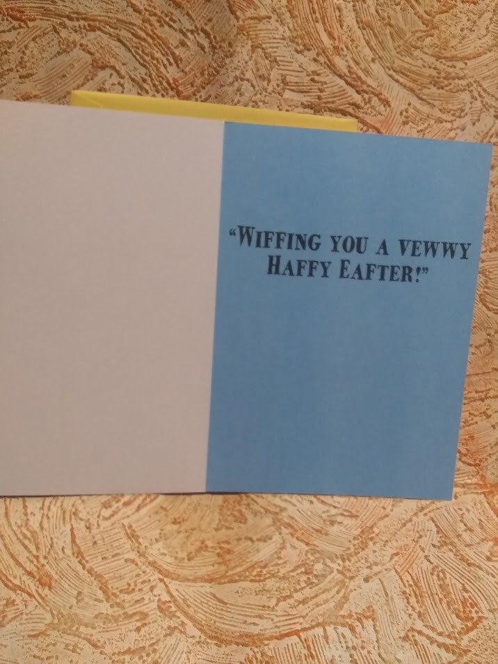 *Funny Easter Card Buck Teeth Bunny Wiffing You A Vewwy Haffy Eafter Too Cute!