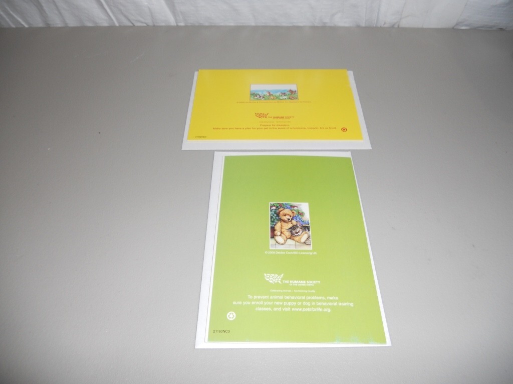 The Humane Society of the United States blank greeting Note Cards Lot of 2