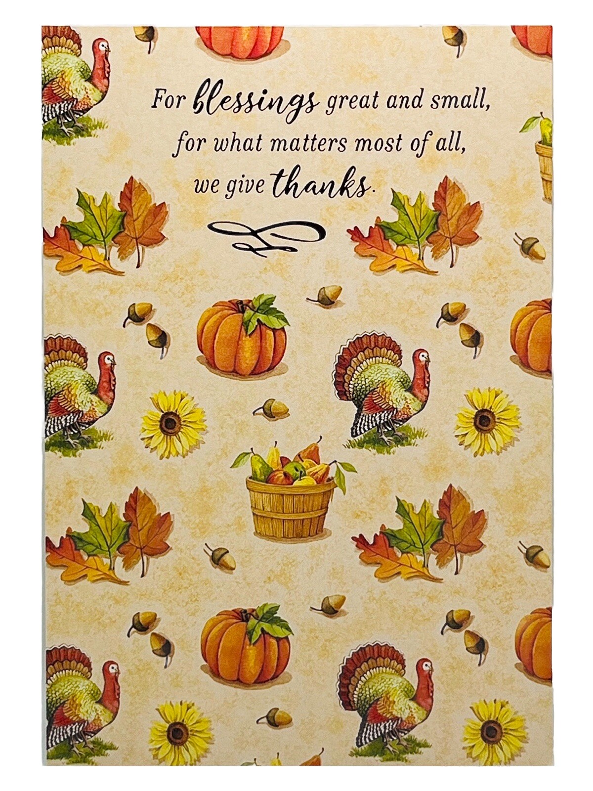 Thanksgiving Card Turkeys & Pumpkins Metallic Foil Hallmark Card NEW