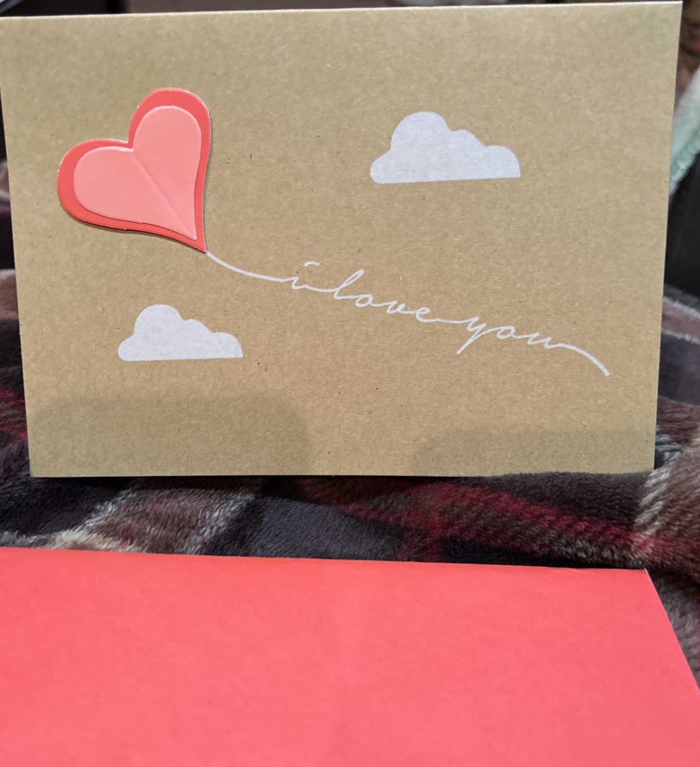 Valentine Greeting 3D Card I Love You Heart Balloon – cute lined envelope