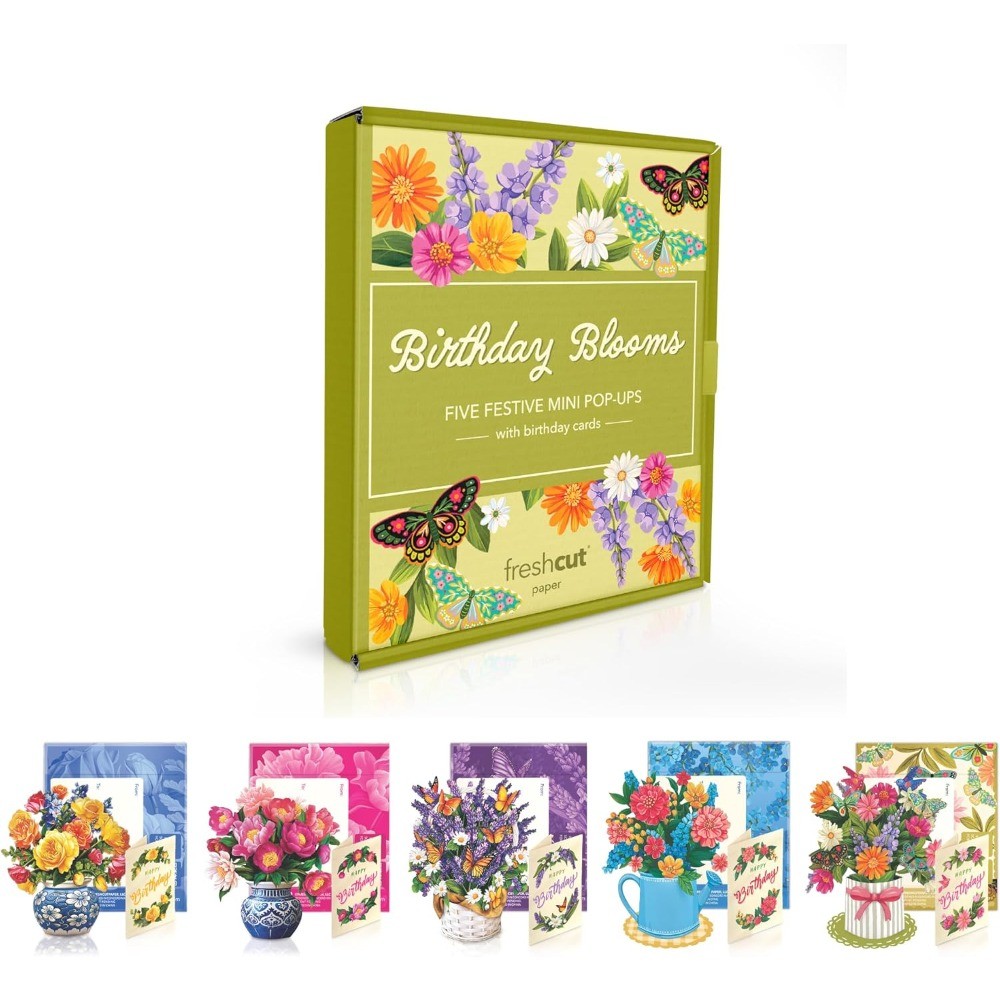 Pop Up Cards Set of 5 Birthday Blooms Mini Bouquets 6 Inch 3D