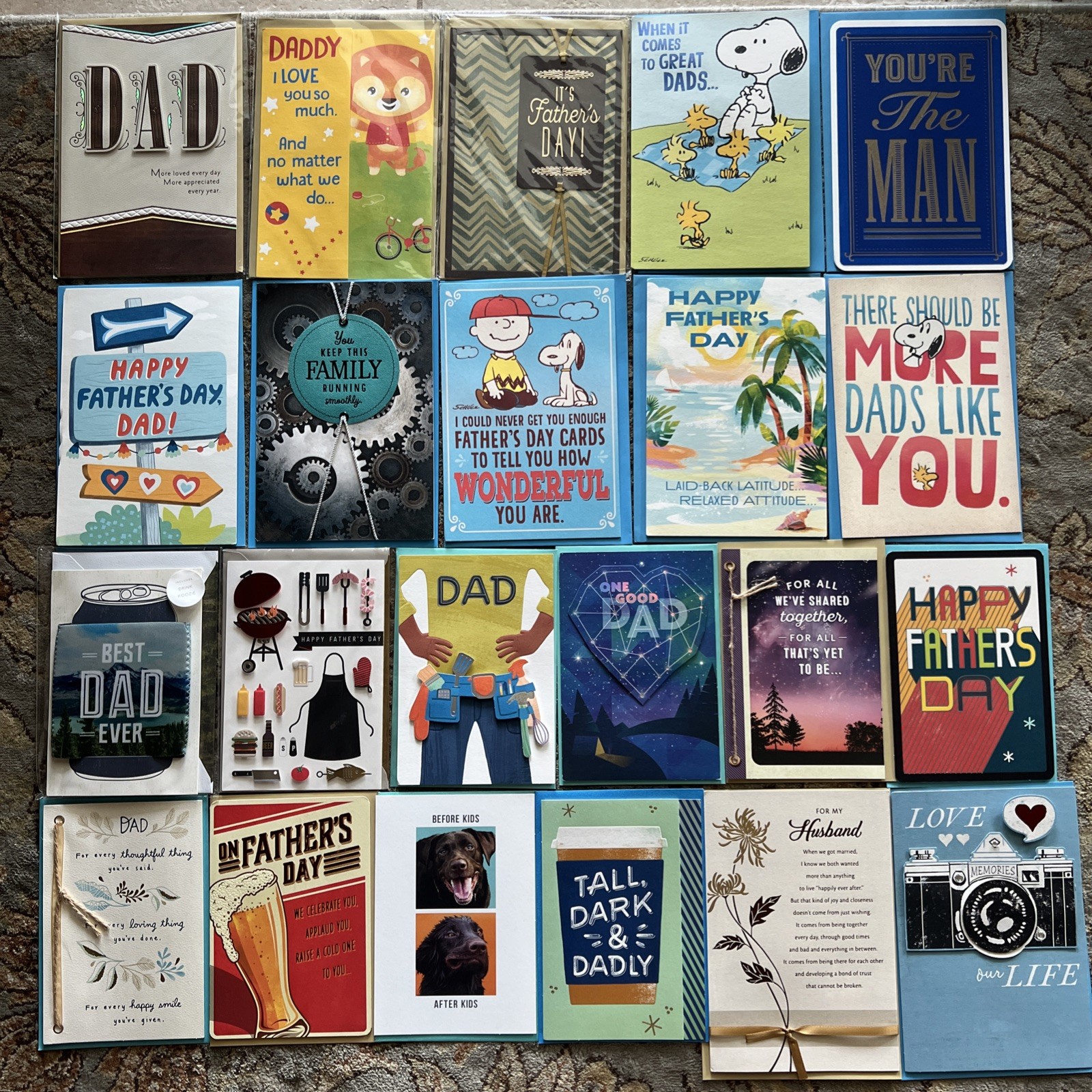 22 Lot Hallmark Father’s Day Cards 3D Pop-up Koozie Emboss Metallic Dad Husband