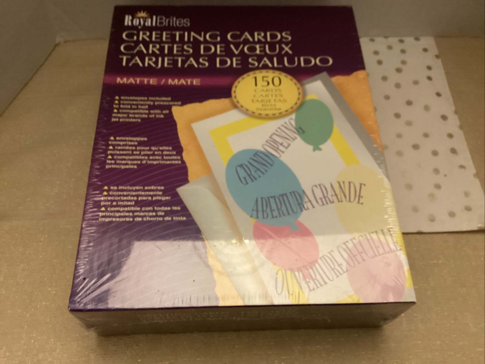 Royal Brites Greeting Cards Matte Set 150 Cards Envelopes Included 8.5×11 NEW