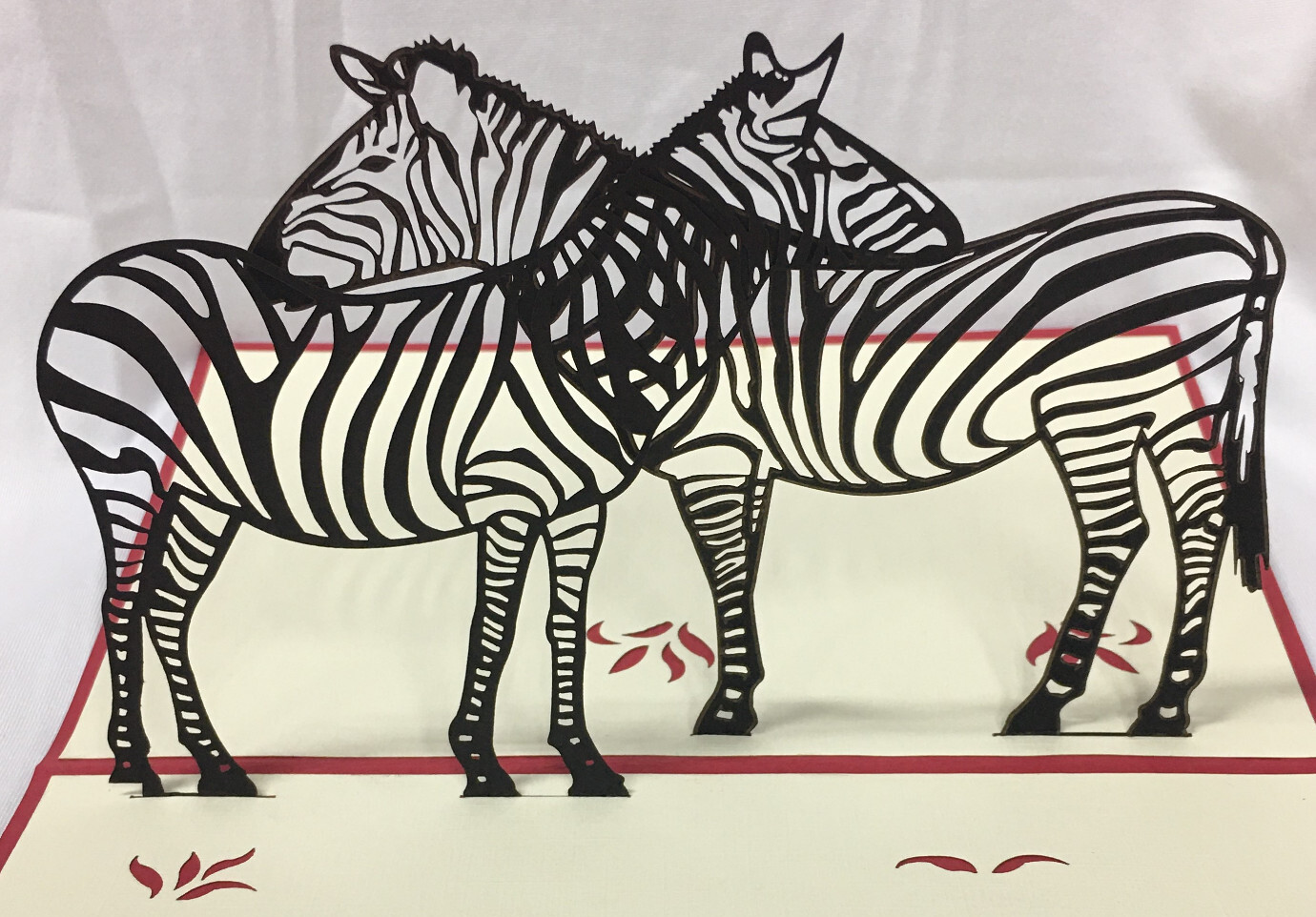 3D Pop-Up Greeting Card Handcrafted Zebras Couple Dschungle Zoo Animals Love