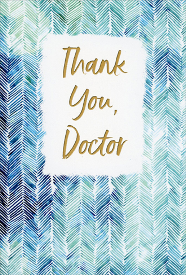 Pictura Blue and Green Herringbone Pattern Doctor’s Day Thank You Card