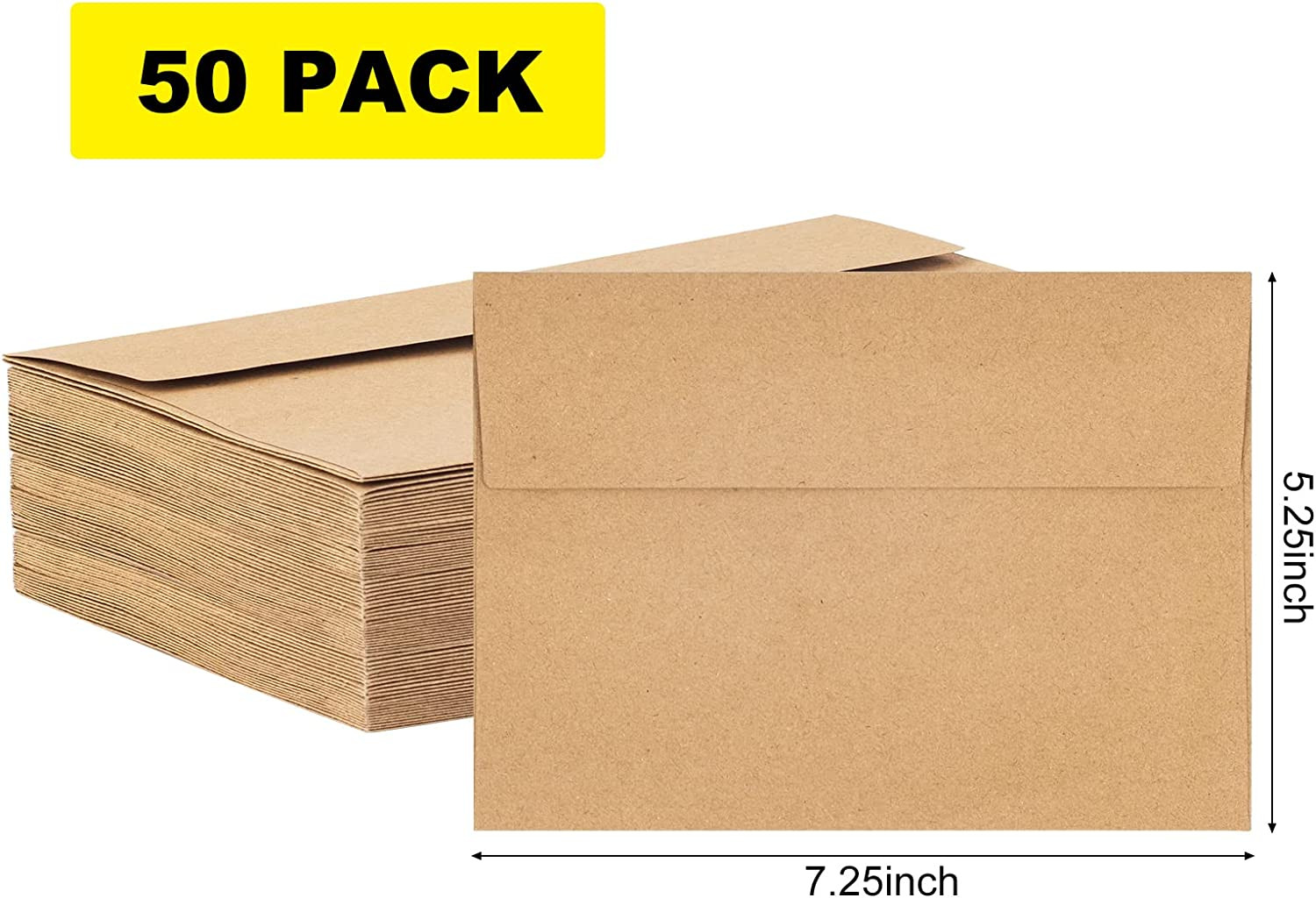 50 Pack Kraft Envelopes 5 X 7 InchBrown A7Card Invitation Postcard Envelopes