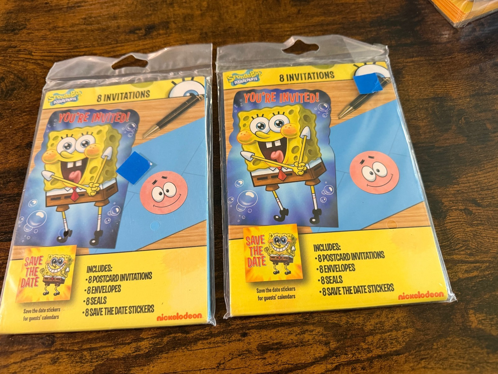 Lot of 2 Spongebob Squarepants Party Invitations New Pack of 8 NEW