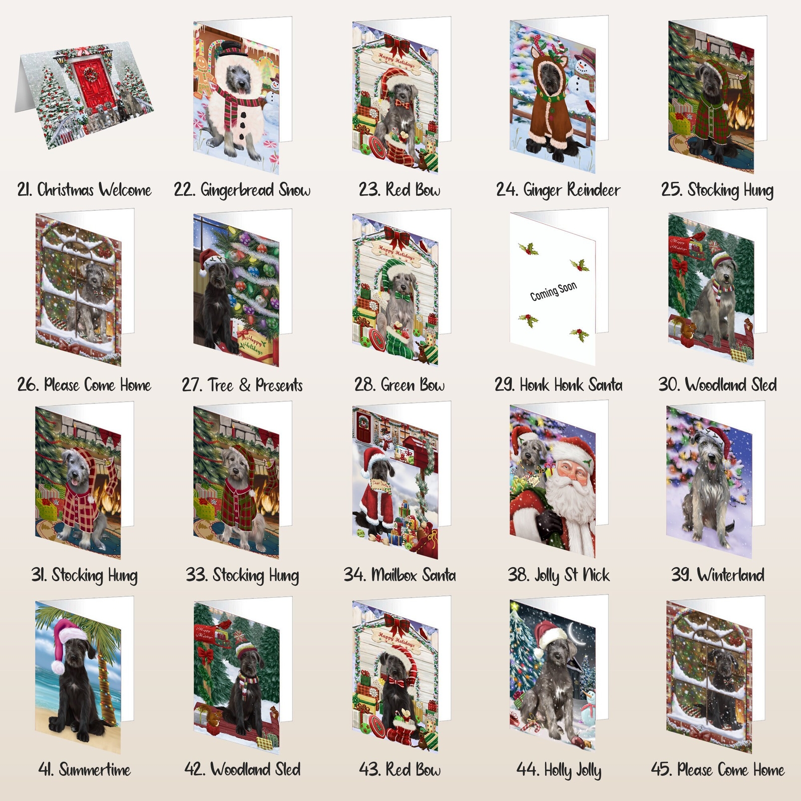 Wolfhound Dog Greeting Cards and Note Cards with Envelopes Christmas NWT