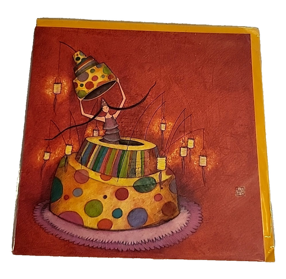 2011 Gaelle Boissonnard “Birthday Cake” Greeting Note Card NOS 6.5″ Square card