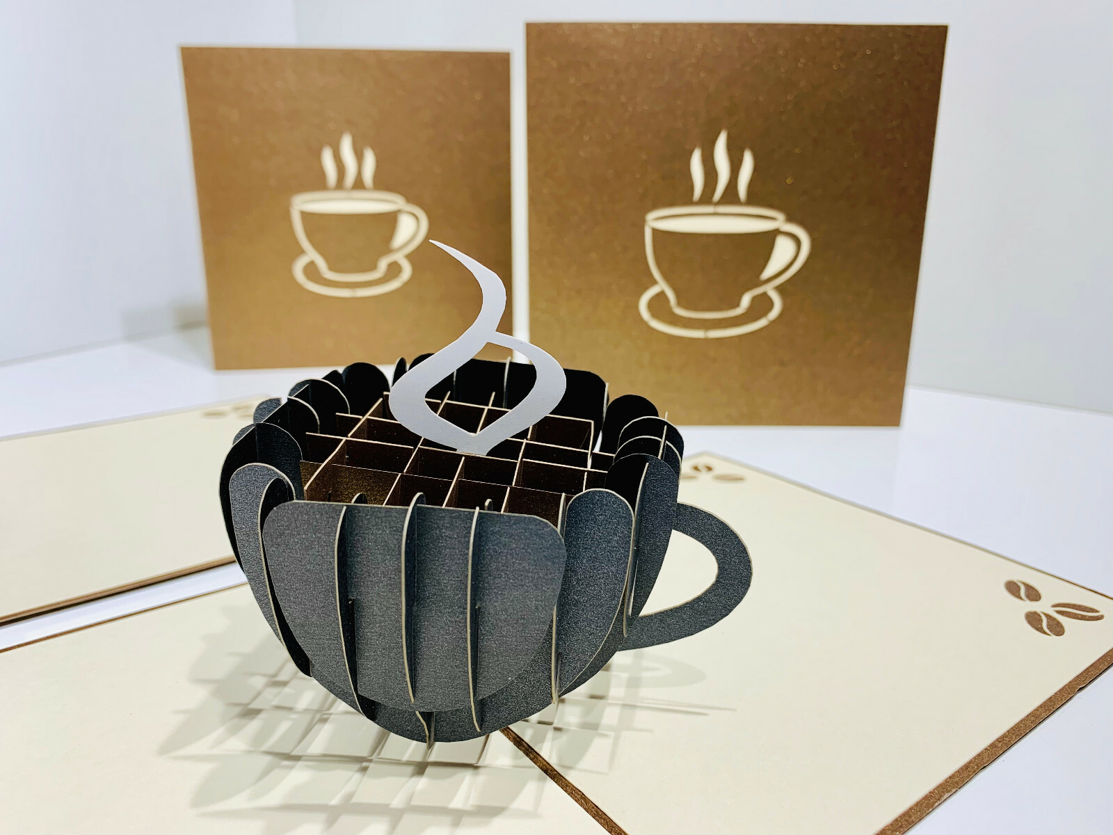 Coffee Lover Expresso Cup 3D Pop Up Greeting Card Birthday Blank Thank You Cafe