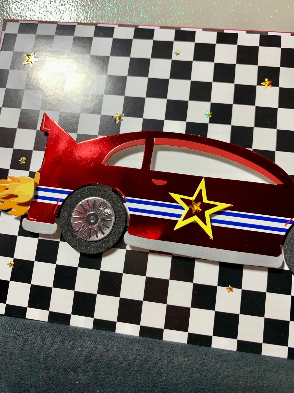 Happy Birthday Card! Gorgeous Red Race Car! Have a Great Day!