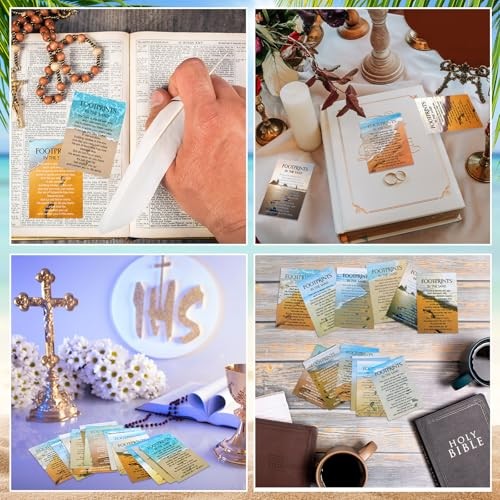 160 Pcs Prayer Card Religious Bible Verse Pocket Wallet Footprints in the Sand