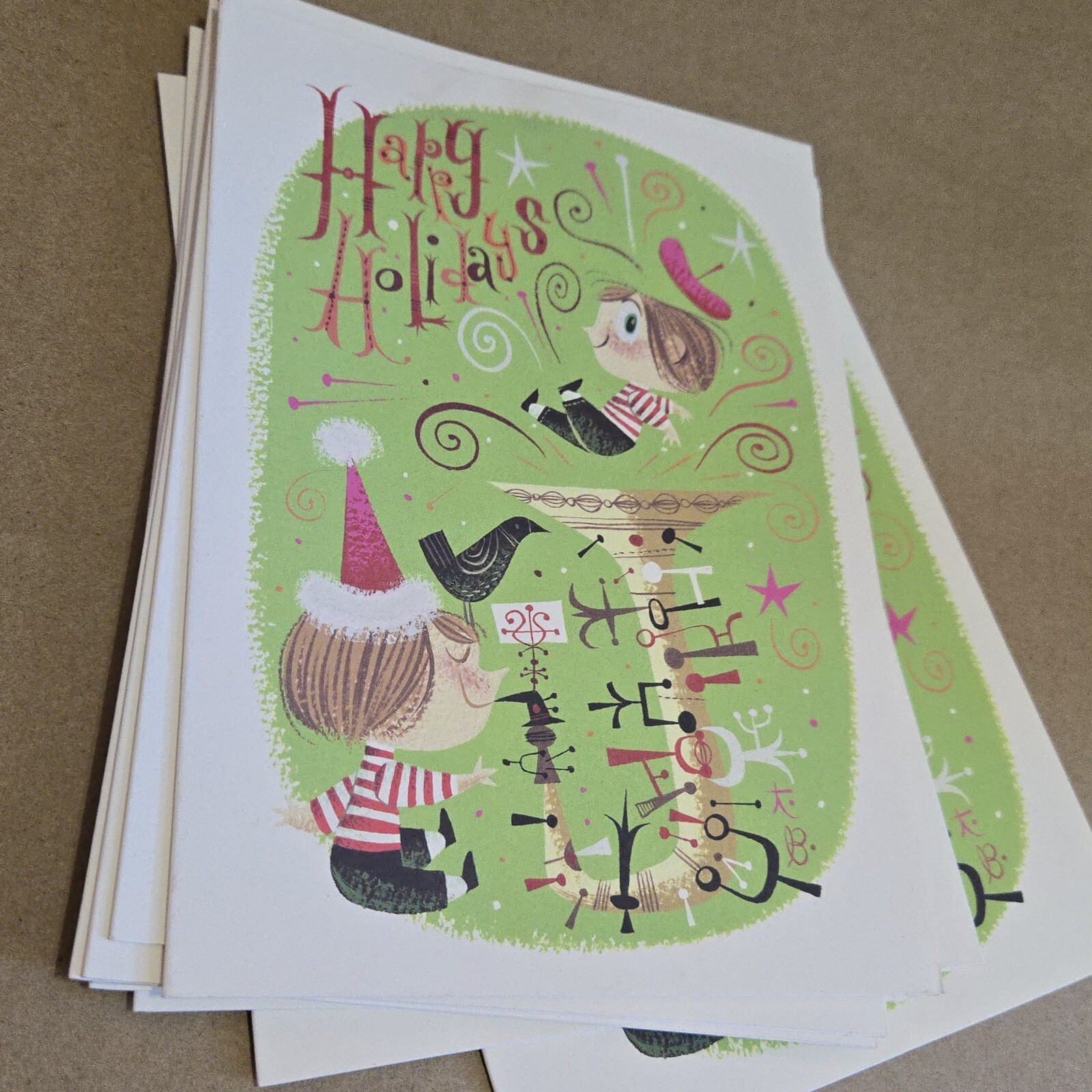 Tim Biskup Museum of Contemporary Design/MOCA BLANK Holiday Cards SET OF 10 NEW