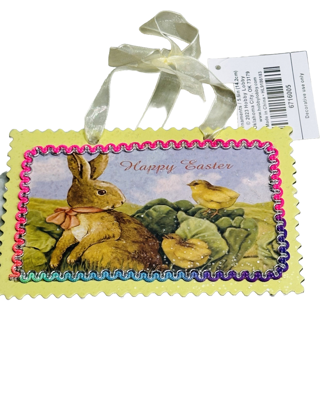 Happy Easter Glittered Hanging Card/Ornament 5.6 Inches