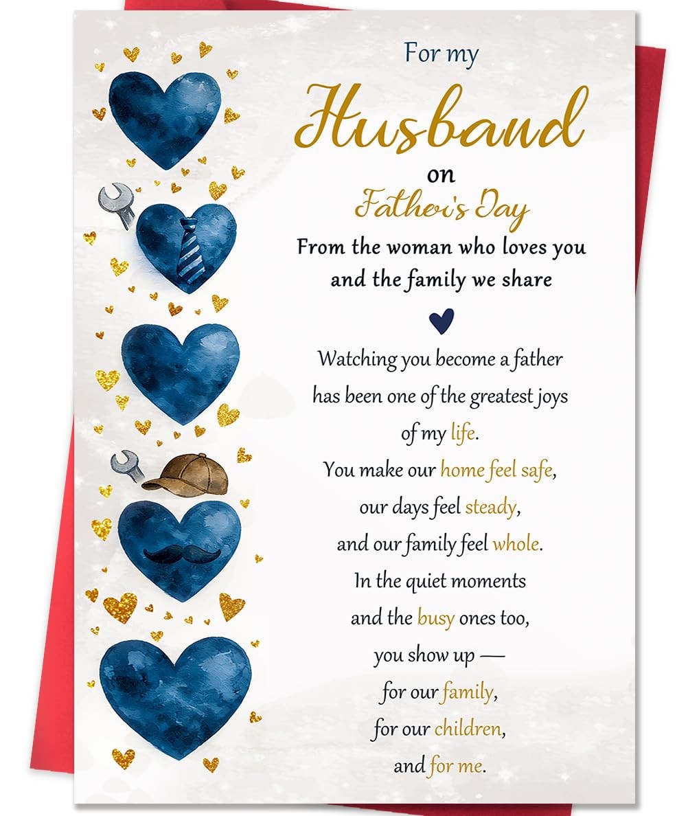 Fathers Day Card for Husband, Fathers Day Gift from Wife, Happy Father‘s Day Gre