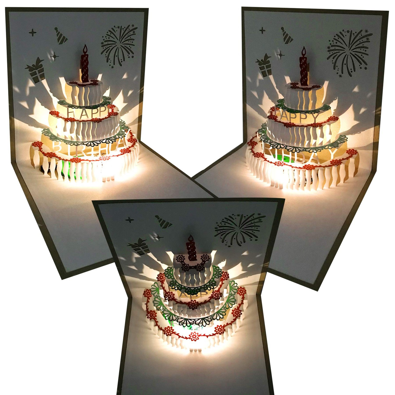 3D Pop Up Birthday Cards,Warming LED Light Birthday Cake Music Happy Birthday…