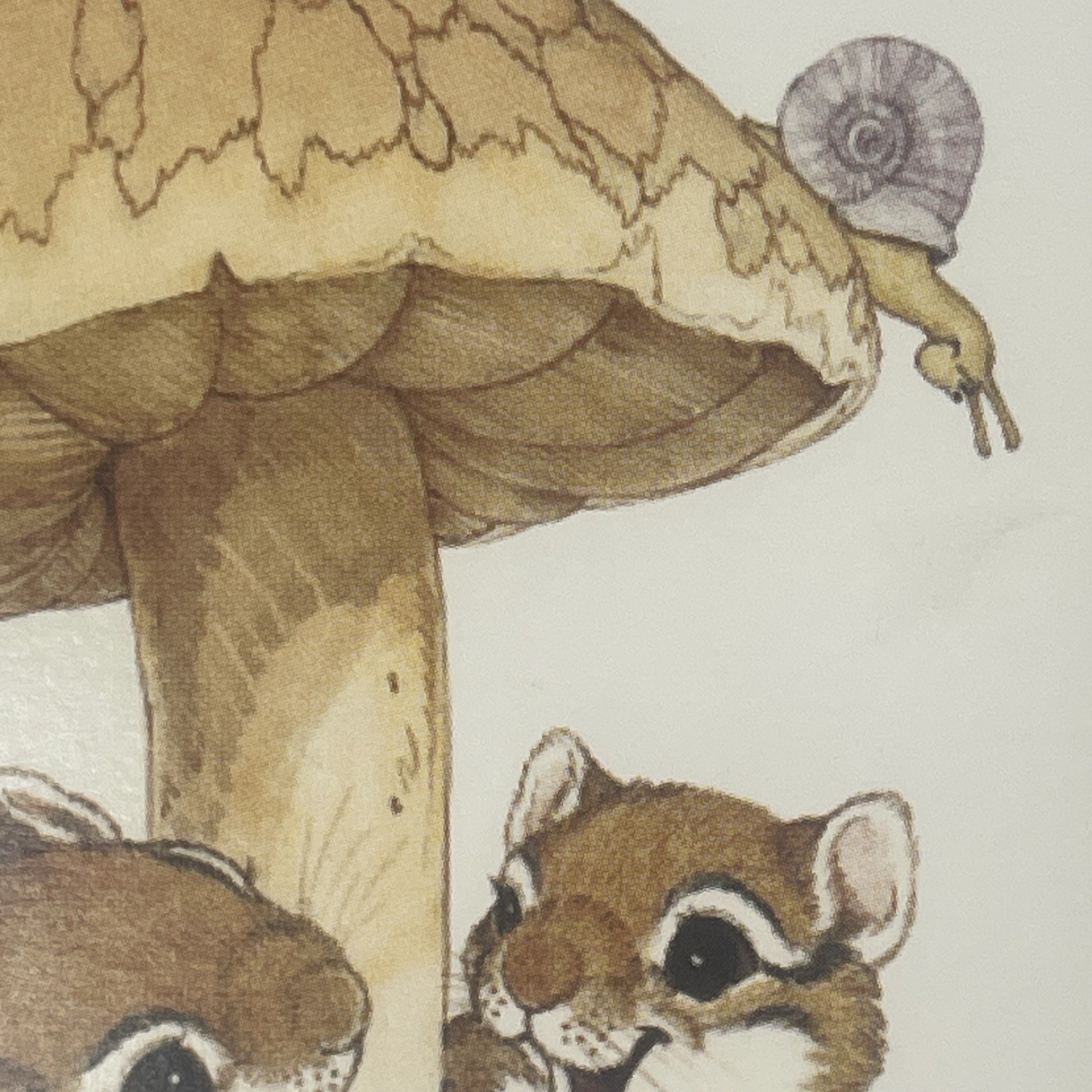 7 VTG Thanksgiving Cards Snail & Squirrels Playing Hide & Seek By Mushroom 4×5