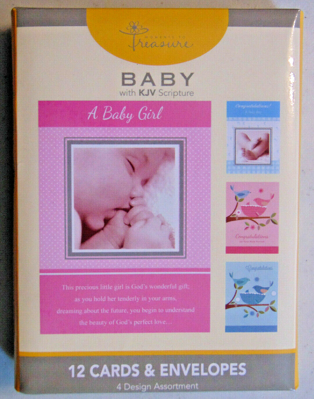 BOX 12 Christian BABY Greeting Cards, KJV Bible Scripture & Inspirational Verse
