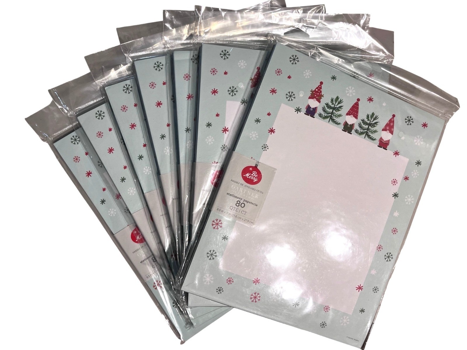 Gartner Studios Christmas Themed Letter Writing Paper 80 Count Snowflakes & Gnom