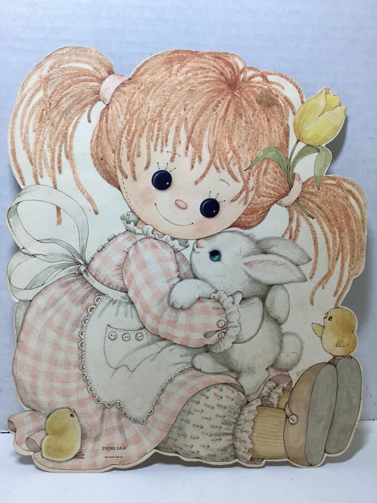 Vintage Hallmark Di-Cut Card Betsey Clark Bunnie Chicks Flower 25EHD 14-9