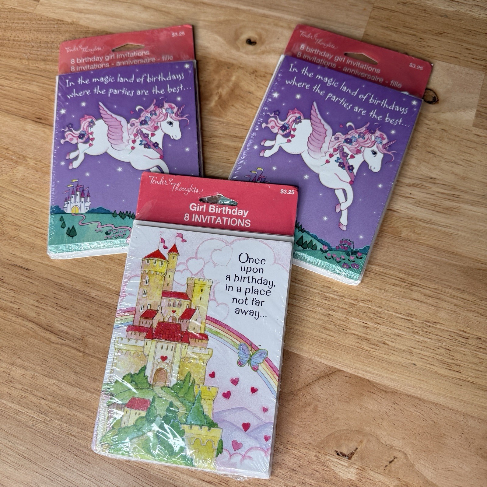 24 Girl Birthday Party Invitations Unicorn Pegasus Castle Fairytale 90s Y2k